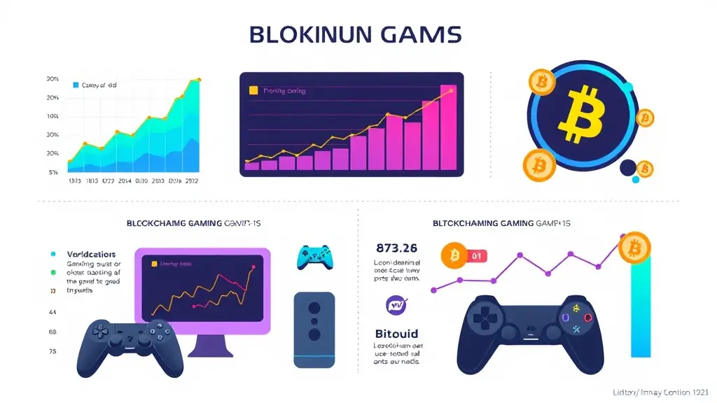 Illustration showcasing blockchain gaming trends in 2025, featuring NFTs, play-to-earn models, and decentralized gaming platforms.